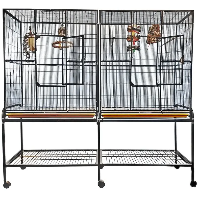 A&E Cage Company 64"x21" Double Flight Cage with Divider