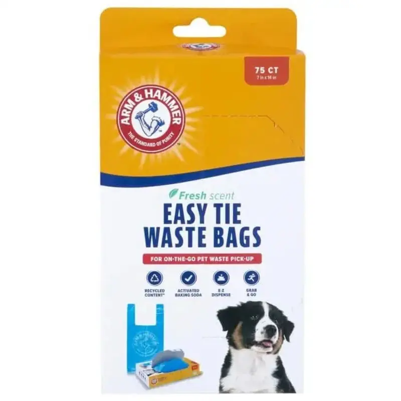 Arm & Hammer Easy-Tie Dog Waste Bags, 75 Count
