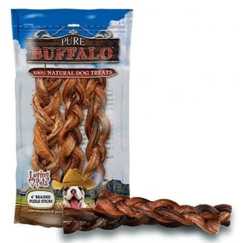 Loving Pets Pure Buffalo Braided Bully Sticks Dog Treats