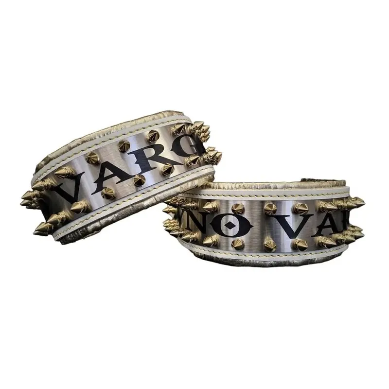 Bestia The "Metal" collar White & Gold - personalized! for Dogs