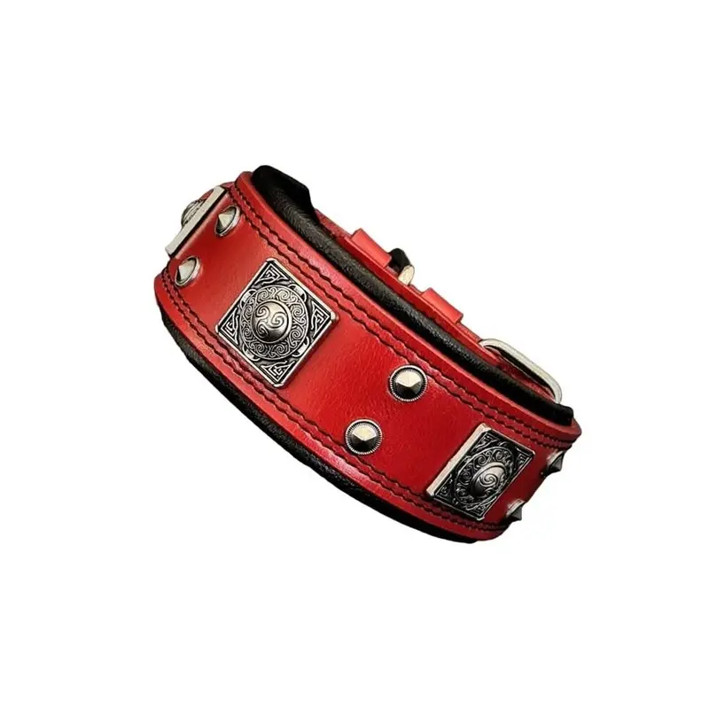 Bestia The "Eros" Red 2 Inch Wide Collar for Dogs