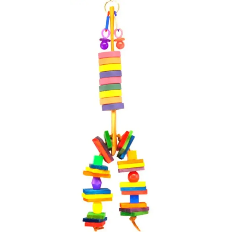 A & E Happy Beaks Wooden Spoon With Bagels, Blocks, & Beads Bird Cage Accessory