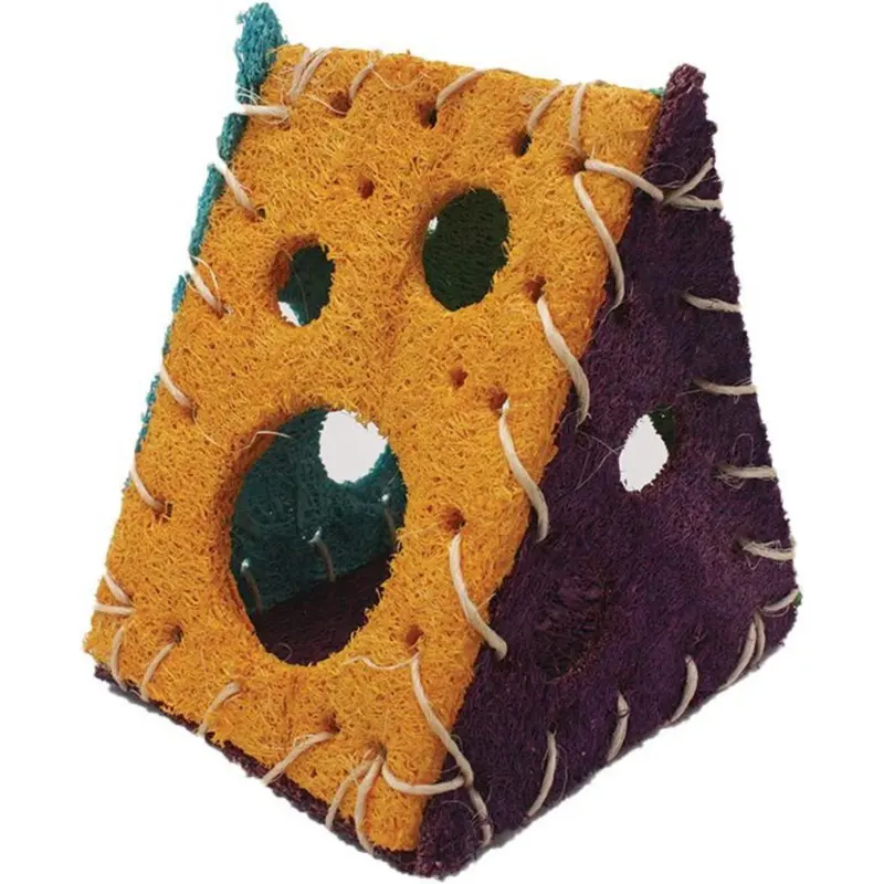 A & E Nibbles Loofah Cheeze House Small Animal Toy