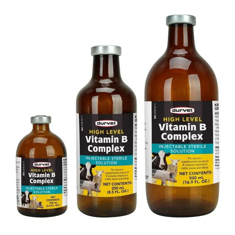Durvet High Level Vitamin B Complex Injectable Farming Livestock Care 100 ml