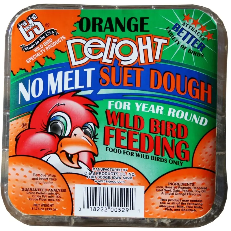 C&S Orange Delight No Melt Suet Dough, 12/pack 11.75 Ounces