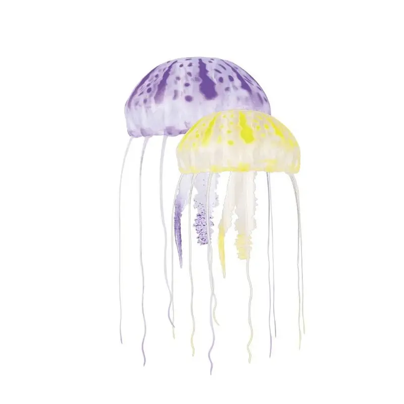 Aquatop Floating Jellyfish Aquarium Ornament Purple/Yellow 2 in & 3in 2 Pack