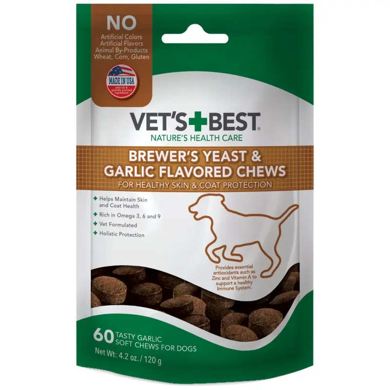 Vet's Best Brewers Yeast and Garlic Flavored Soft Chews for Dogs 60ct