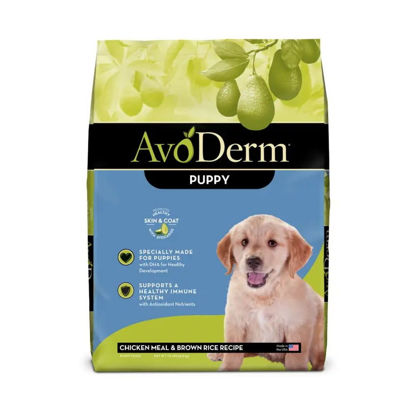 AvoDerm Natural Chicken Meal & Brown Rice - Dry Puppy Food 15 lb