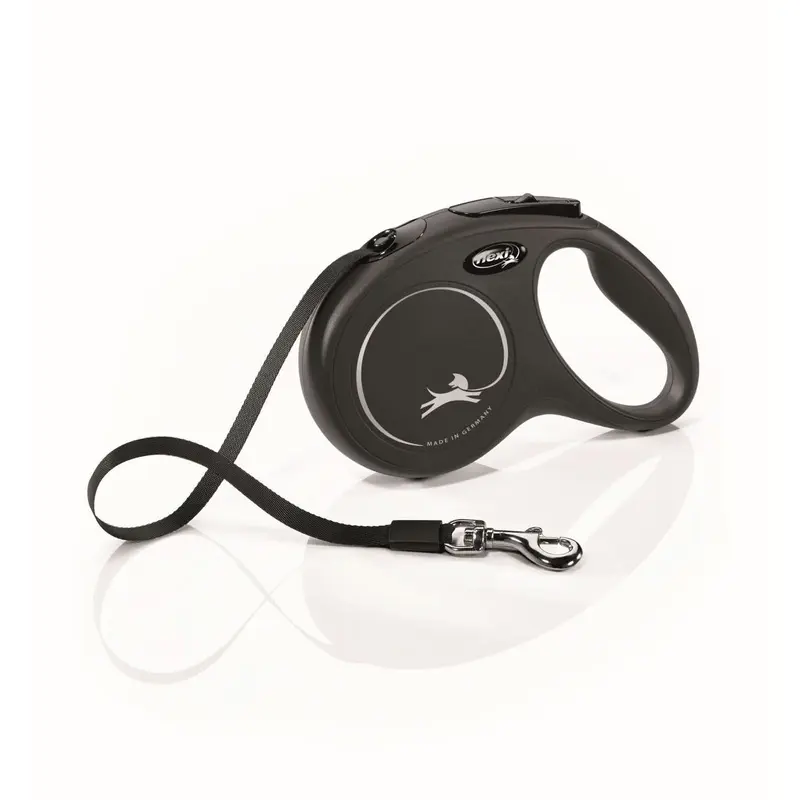 Flexi Classic Nylon Cord Dog Leash Black 16ft MD up to 55lb