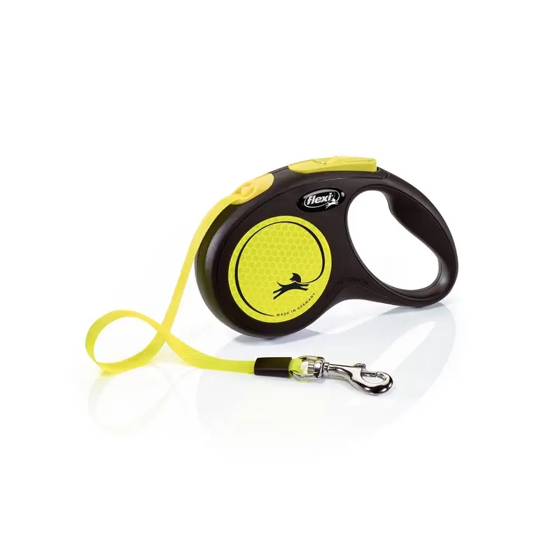 Flexi Classic Retractible Neon Reflective Tape Leash Black/Neon Yellow SM 16ft