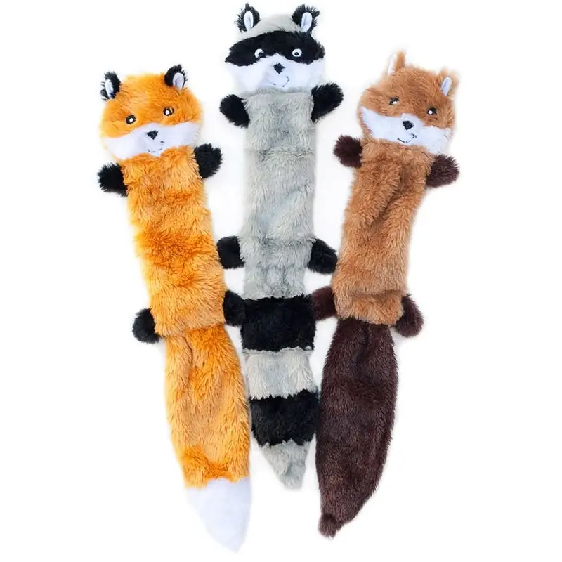 ZippyPaws Skinny Peltz Dog Toy Fox, Raccoon, Squirrel LG 3pk