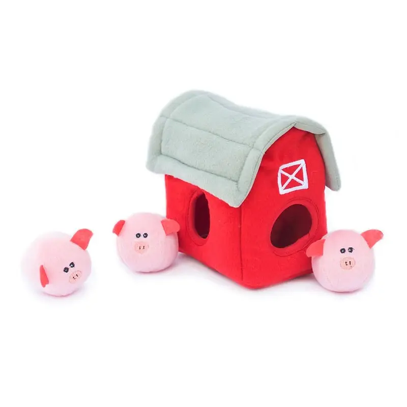 ZippyPaws Zippy Burrow Dog Toy Barn with Pig Bubble Babies MD