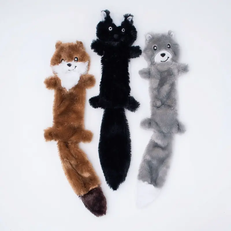 ZippyPaws Skinny Peltz Dog Toy Weasel, Skunk, Wolf LG 3pk