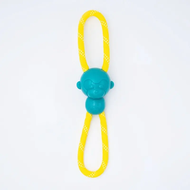 ZippyPaws ZippyTuff Monkey RopeTugz Dog Toy Teal/Yellow MD