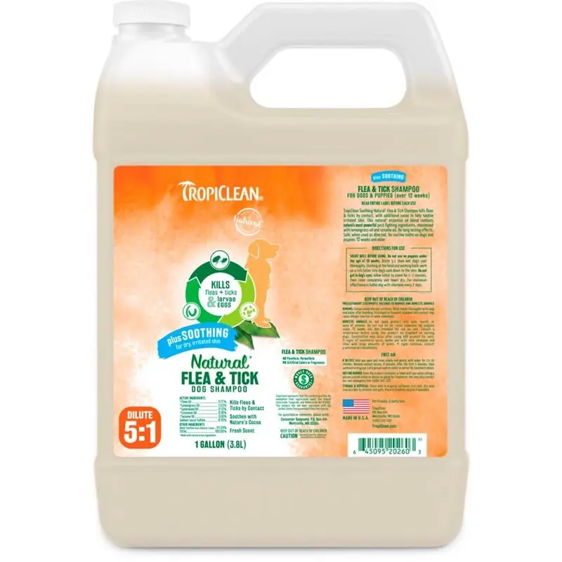 TropiClean Natural Flea & Tick Soothing Shampoo for Dogs 1gal