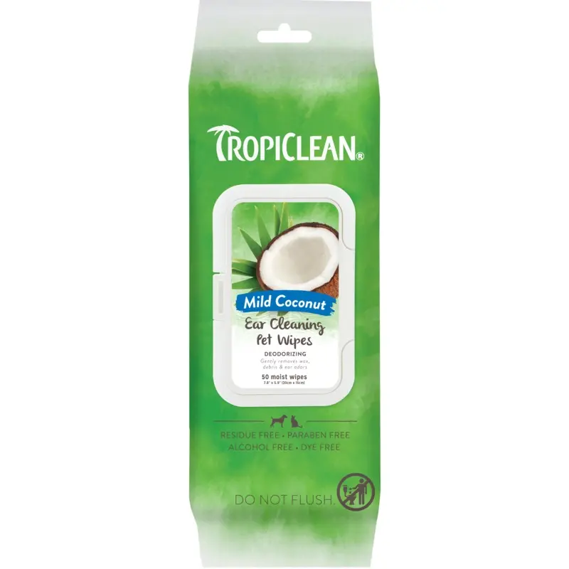 TropiClean Deodorizing Ear Cleaning Pet Wipes 50 Count