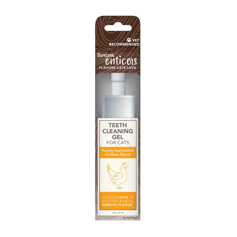 TropiClean Enticers Teeth Cleaning Gel for Cats Honey Marinated Chicken 2oz