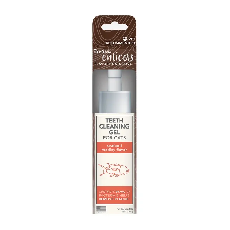 TropiClean Enticers Teeth Cleaning Gel for Cats Seafood Medley 2oz