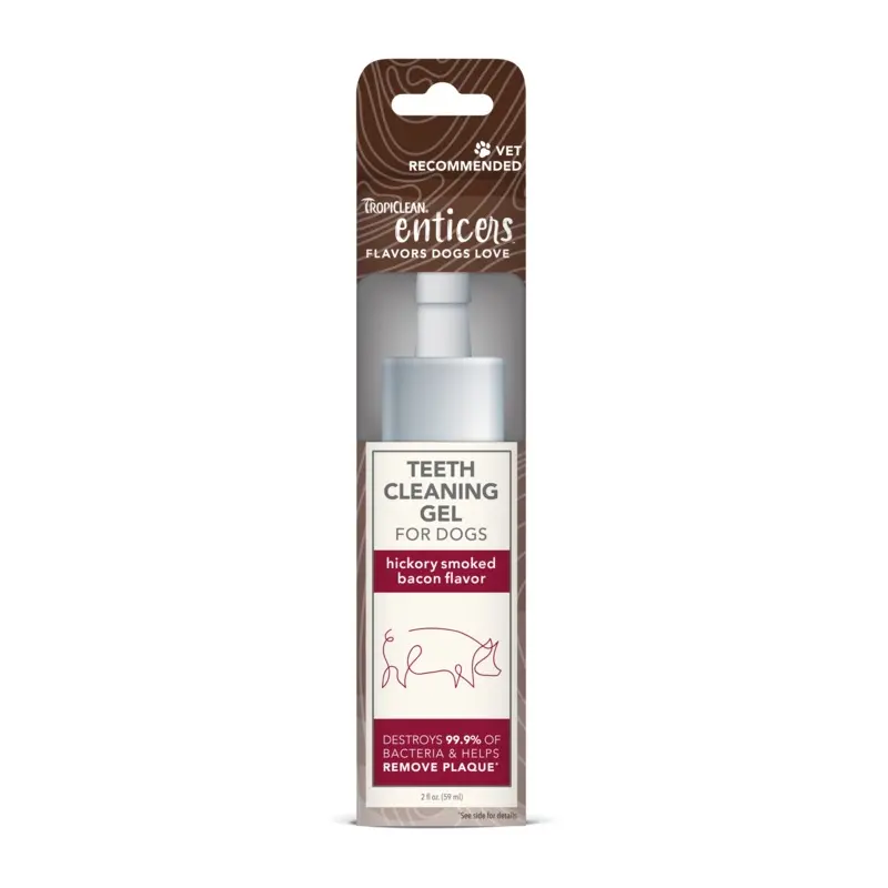 TropiClean Enticers Teeth Cleaning Gel for Dogs Hickory Smoked Bacon 2oz