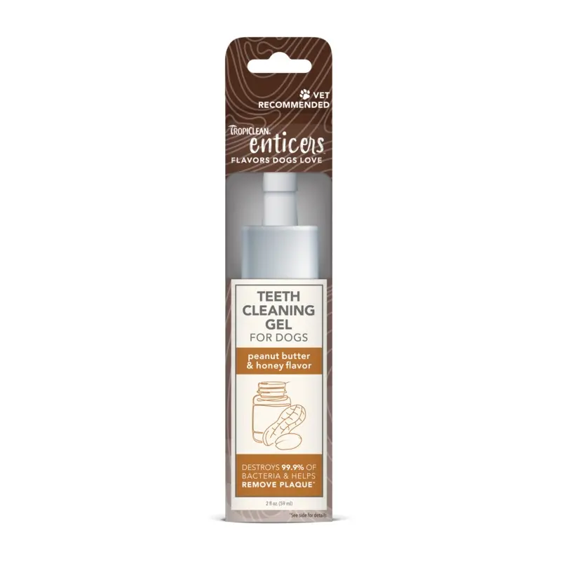 TropiClean Enticers Teeth Cleaning Gel for Dogs Peanut Butter & Honey 2oz