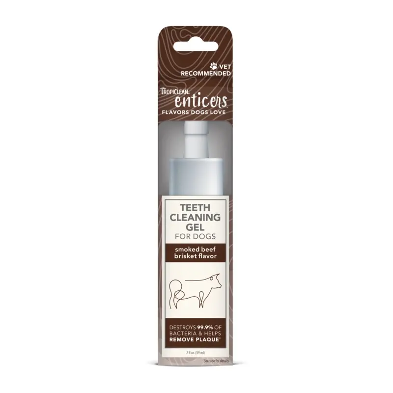 TropiClean Enticers Teeth Cleaning Gel for Dogs Smoked Beef Brisket 2oz