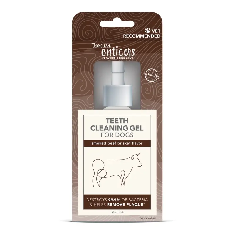 TropiClean Enticers Teeth Cleaning Gel for Dogs Smoked Beef Brisket 4oz