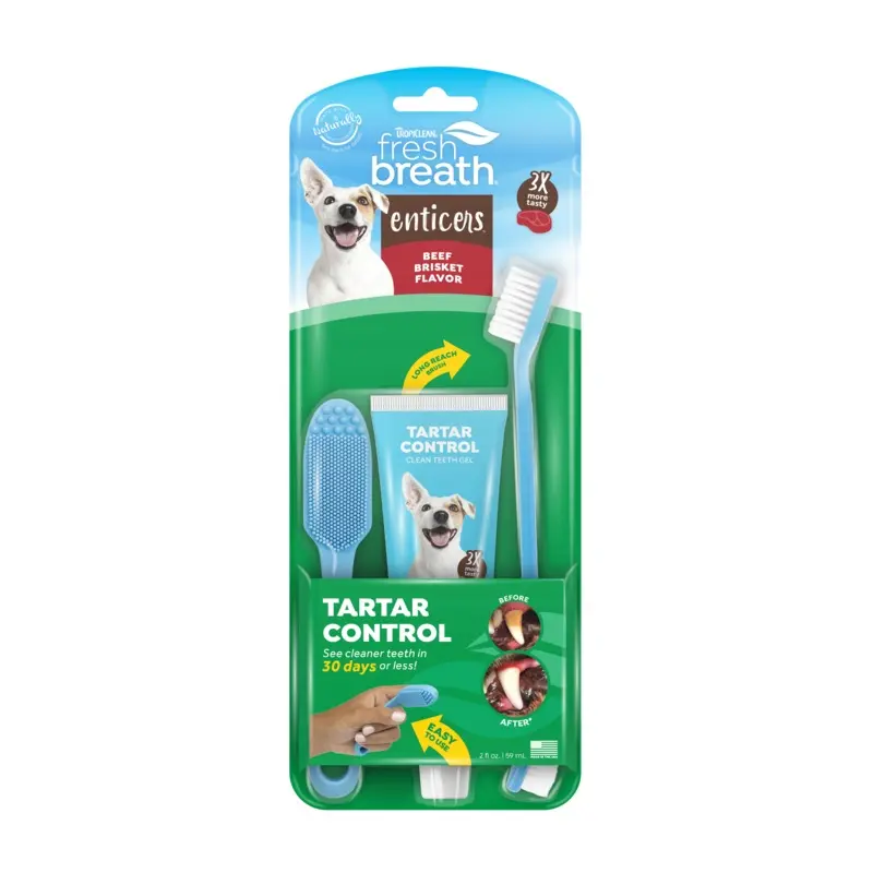 TropiClean Fresh Breath Enticers Tarter Control Kit Smoked Beef Brisket 2 oz