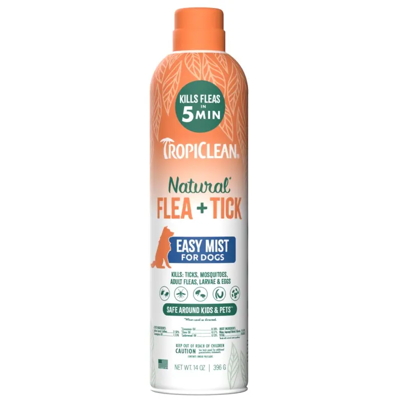 TropiClean Natural Flea & Tick Easy Mist Spray for Dogs 14 oz