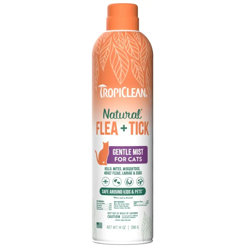 TropiClean Natural Flea & Tick Gentle Mist Spray for Cats 14 oz