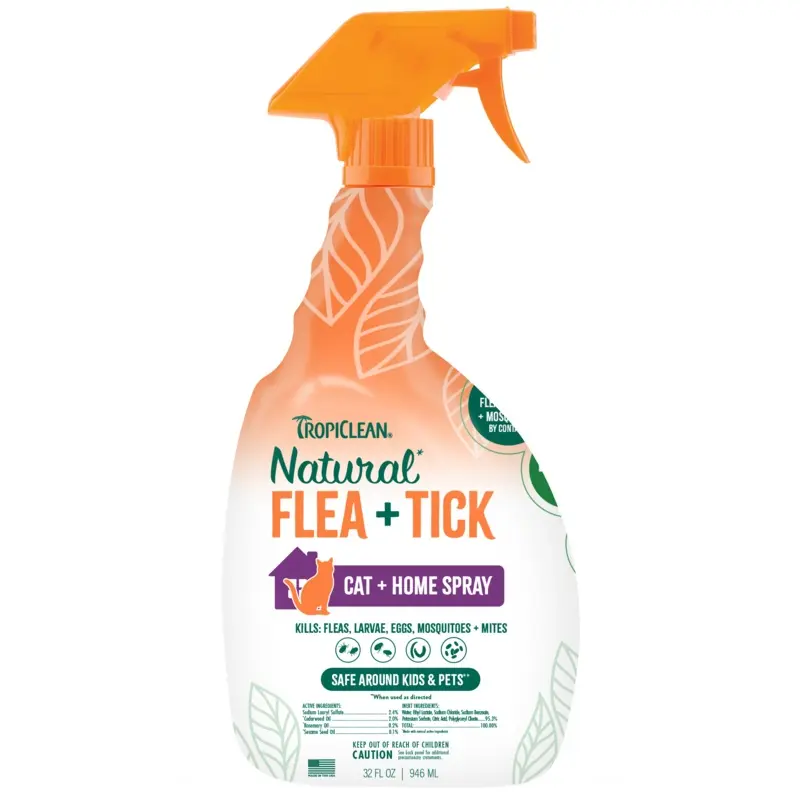 TropiClean Natural Flea & Tick Home & Cat Spray 32 oz
