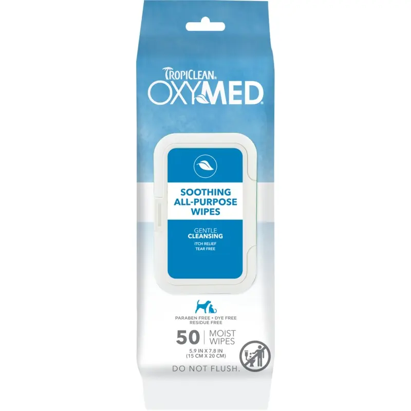 TropiClean OxyMed Soothing Allergy Relief Wipes 50 Count