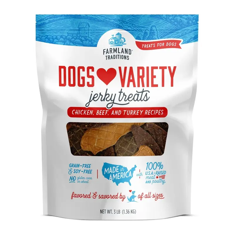 Farmland Traditions Dogs Love Variety Jerky Dog Treats 48oz