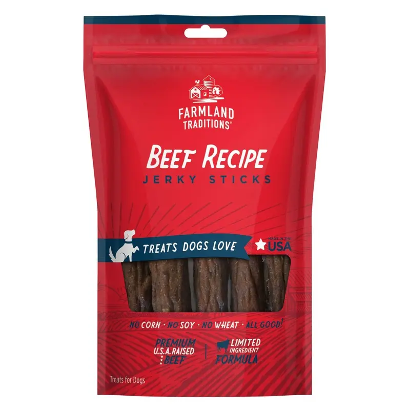 Farmland Traditions Simple Snacks Beef Jerky Sticks Dog Treats 6oz