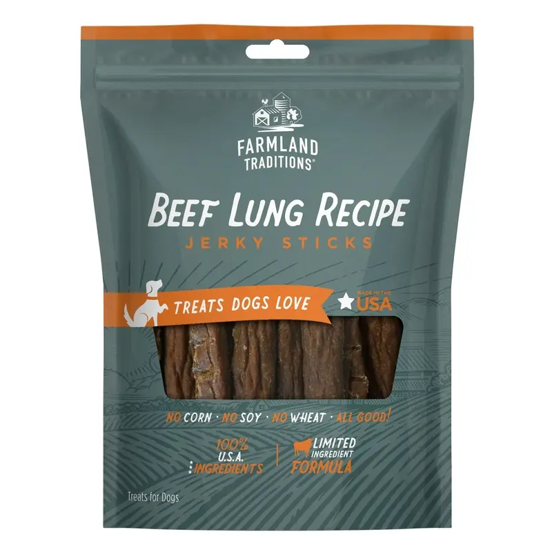 Farmland Traditions Simple Snacks Beef Lung Jerky Sticks Dog Treats 8.2oz