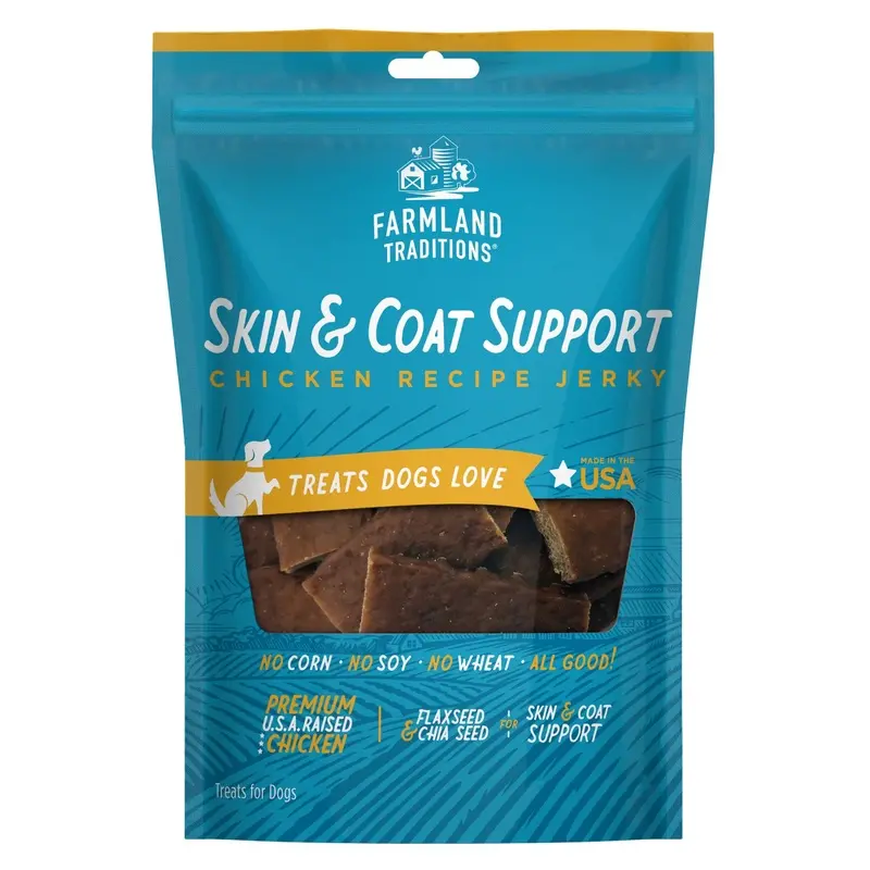 Farmland Traditions Simple Snacks Skin & Coat Support Jerky Dog Treats Chicken 4.3oz