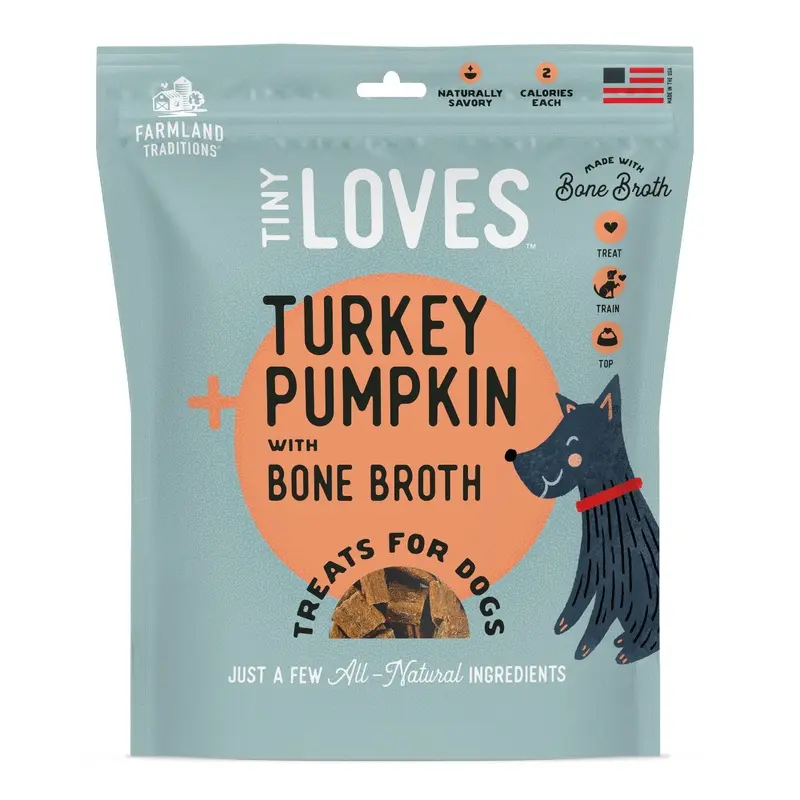 Farmland Traditions Tiny Loves Turkey & Pumpkin w/Bone Broth Dog Treats 16oz
