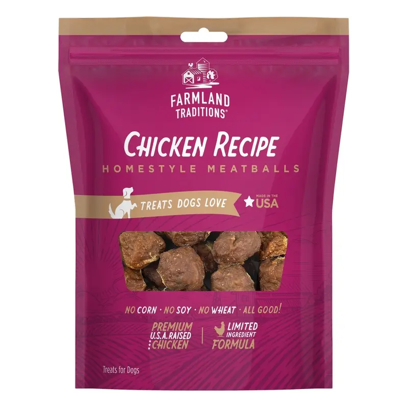 Farmland Traditions Homestyle Meatballs Dog Treats Chicken 16oz