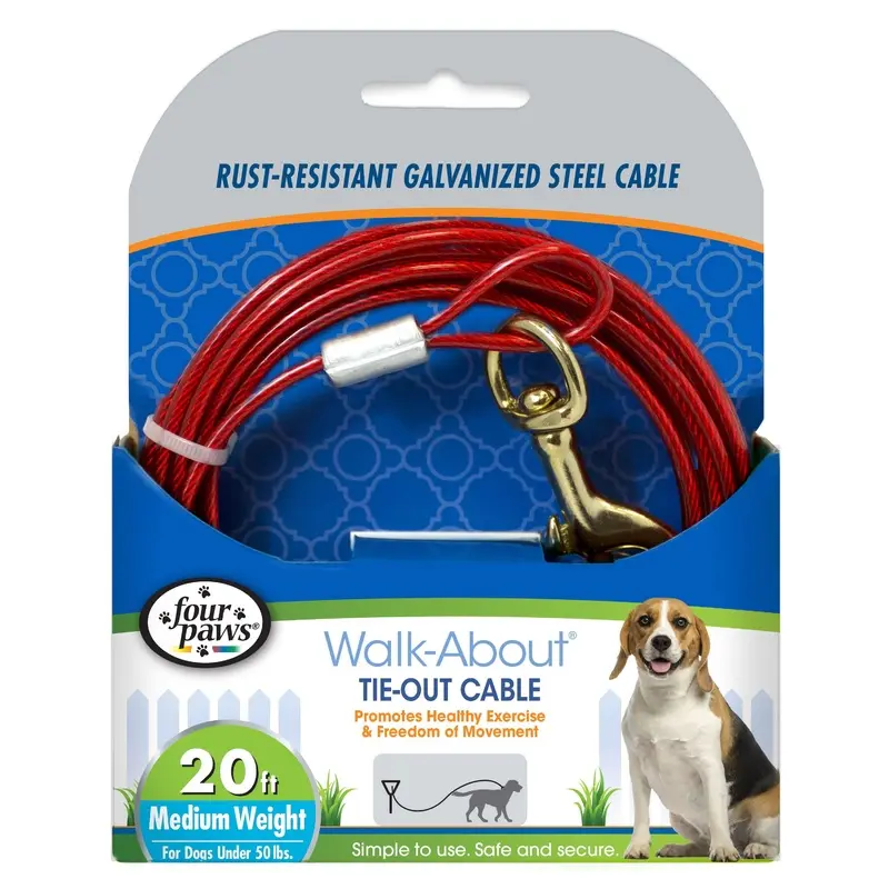 Four Paws Medium Weight Dog Tie Out Cable Red 20 Foot (1 Count)