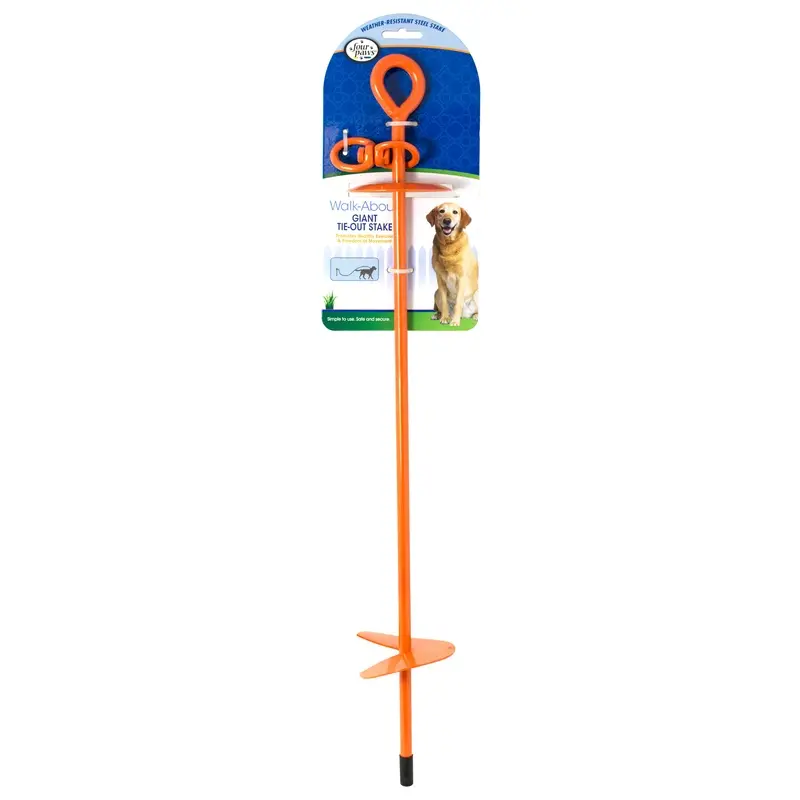 Four Paws Walk-About Dog Tie Out Stake Orange 28 Inch