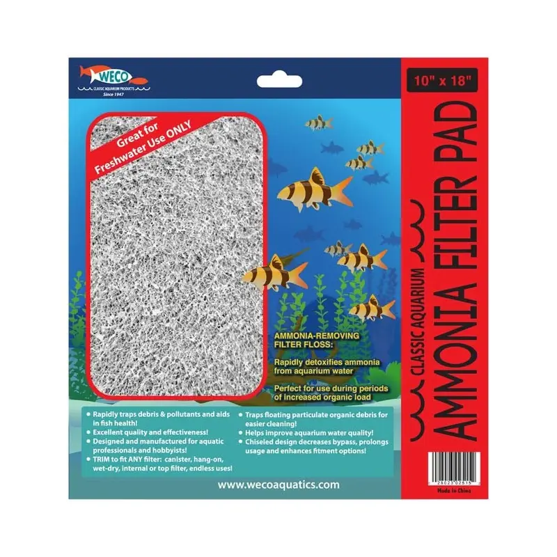 Weco Products Classic Aquarium Ammonia Filter Pad Grey 10 in x 18 in