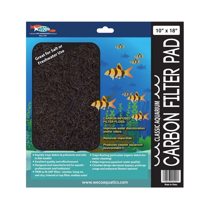 Weco Products Classic Aquarium Carbon Filter Pad Black 10 in x 18 in