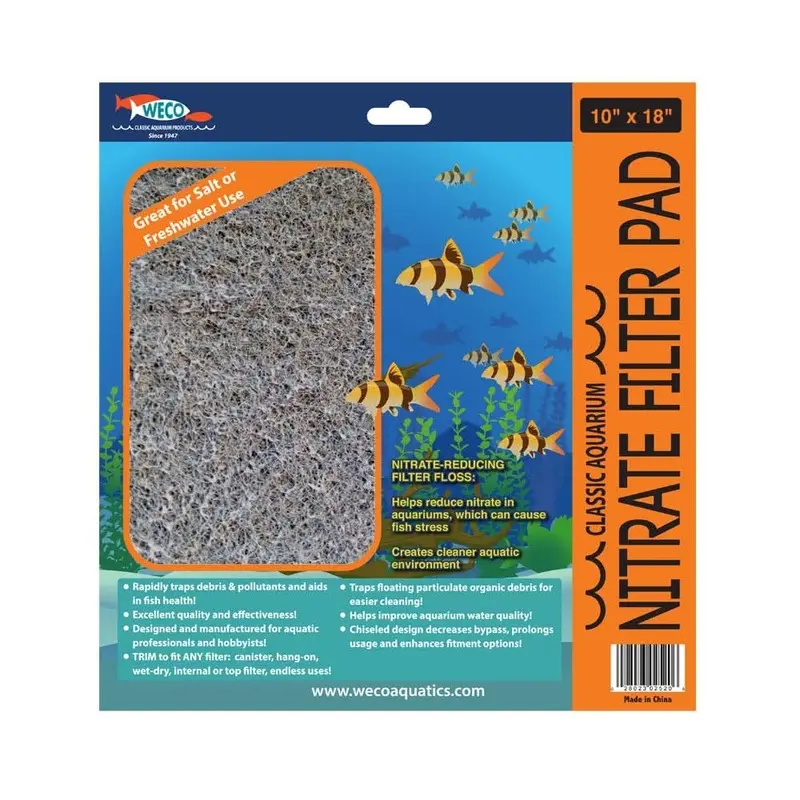 Weco Products Classic Aquarium Nitrate Filter Pad Grey 10 in x 18 in