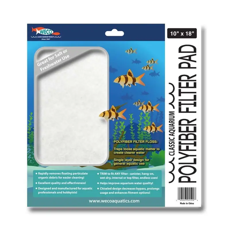 Weco Products Classic Aquarium Polyfiber Filter Pad White 10 in x 18 in