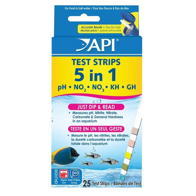 API 5-in-1 Freshwater Aquarium Test Strip 25 Count