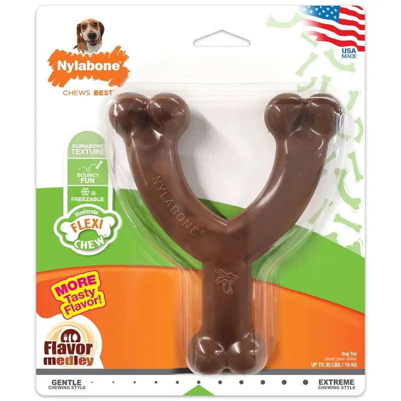 Nylabone Flexi Chew Wishbone Dog Toy Flavor Medley Medium/Wolf - Up to 35 lbs. (1 Count)