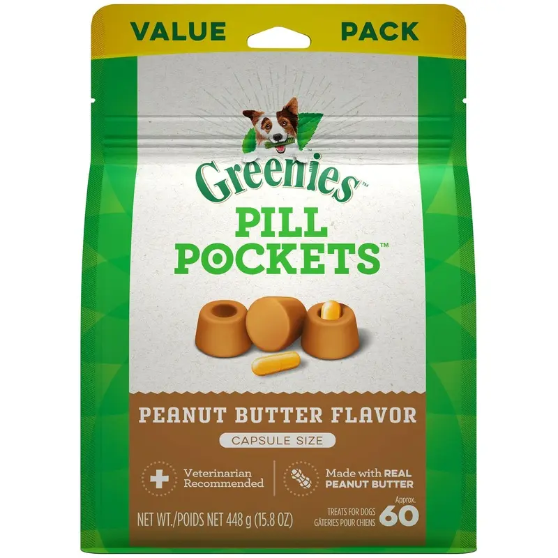 Greenies Pill Pockets for Capsules Peanut Butter 60ct 15.8 oz