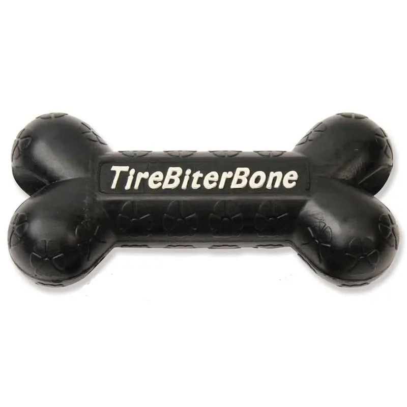 Mammoth Pet Products TireBiter Bone with Treat Station Dog Toy Black LG 7.25in