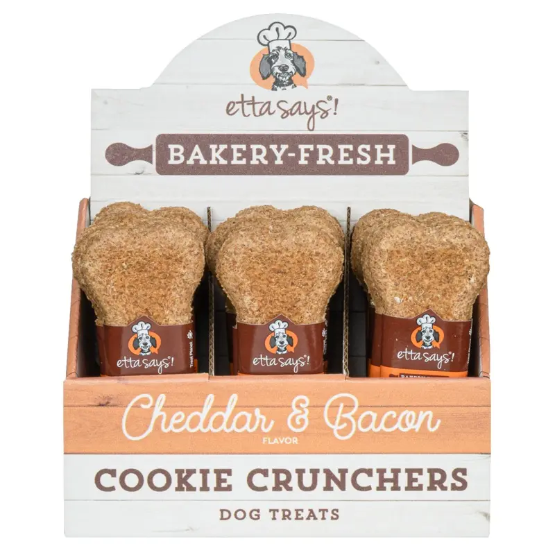 Etta Says! Cookie Cruncher Dog Treat Cheddar & Bacon 5 in