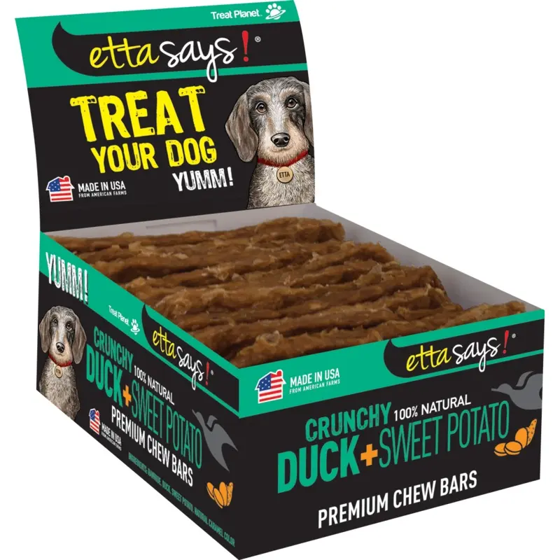 Etta Says! Premium Crunchy Bars Duck & Sweet Potato Dog Treats 12 pk