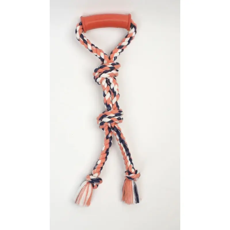 Mammoth Pet Products Color Twin Tug Toy with Rubber Handle Multi-Color 26in LG